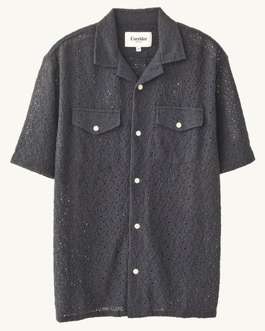 Floral Lace SS Camp - Black