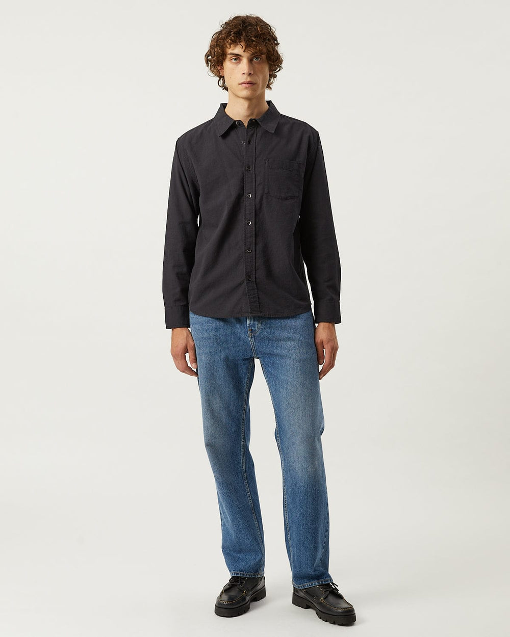 Linen Cotton LS - Black-LS w/ 1 Chest Pocket-Original Madras Trading Co. (OMTC)-Corridor