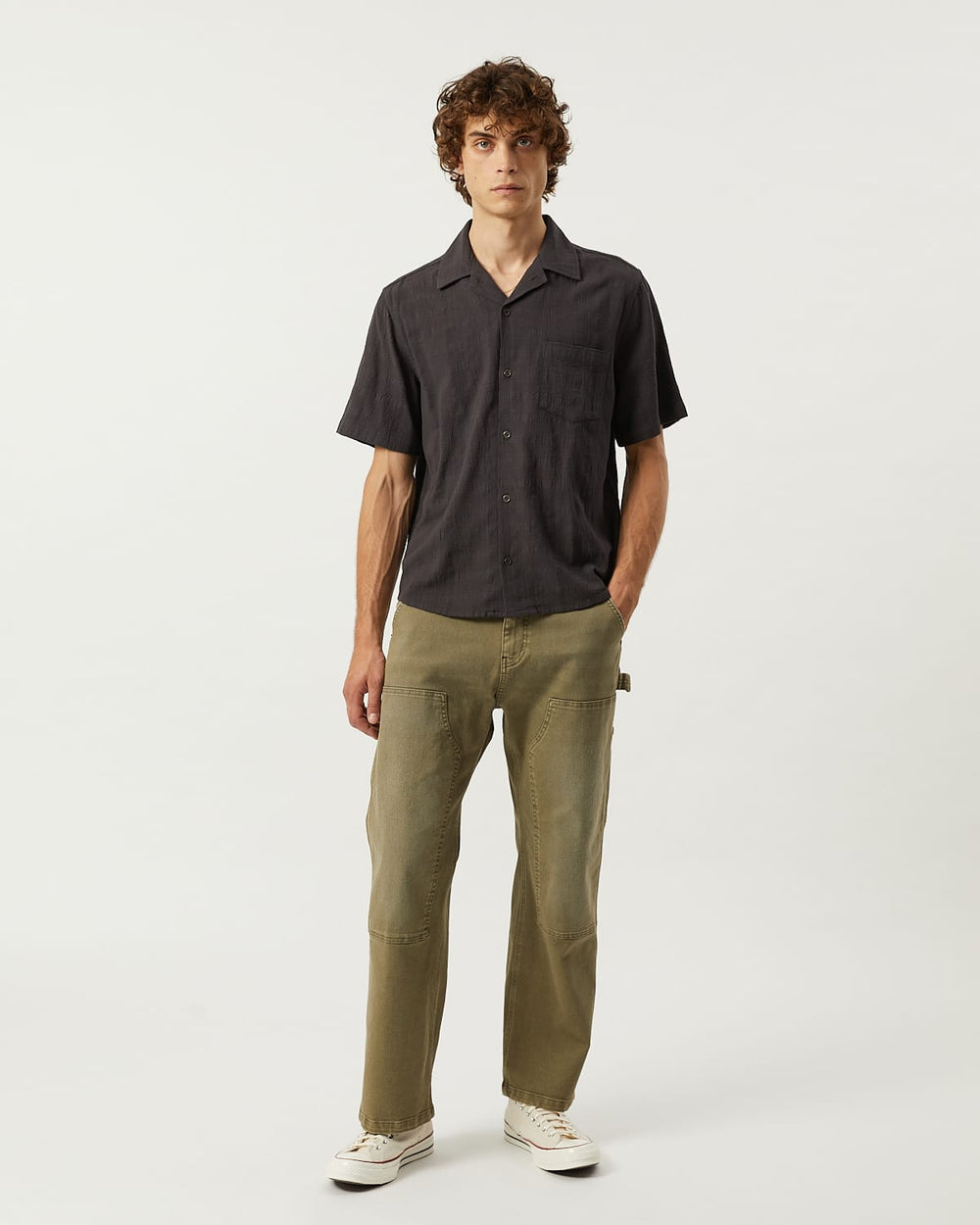 Washed Dobby SS - Black-SS Camp w/ 1 Chest Pocket-Ekviraa Designs-Corridor