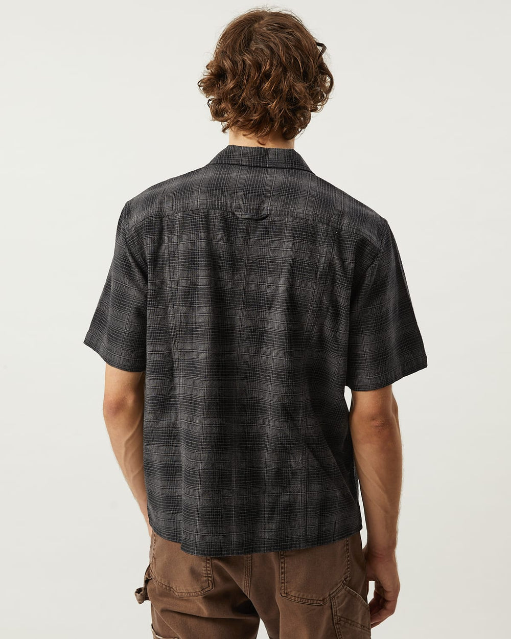 Linen Plaid SS - Black-Short Sleeve Shirt-Original Madras Trading Co. (OMTC)-Corridor