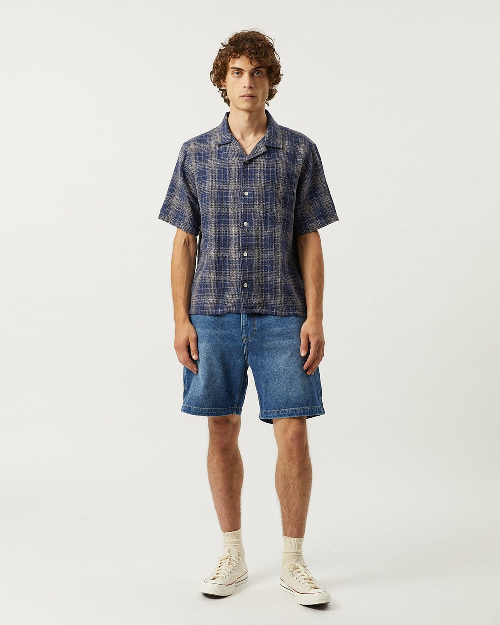 Wavy Linen SS - Navy-SS Shirt-Somelos-Corridor
