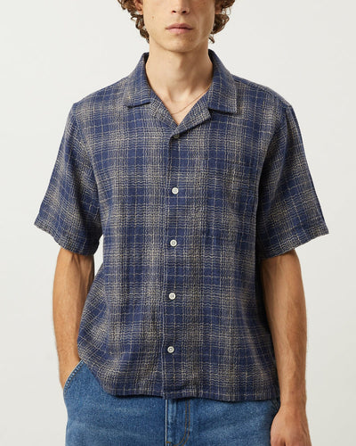 Wavy Linen SS - Navy-SS Shirt-Somelos-Corridor