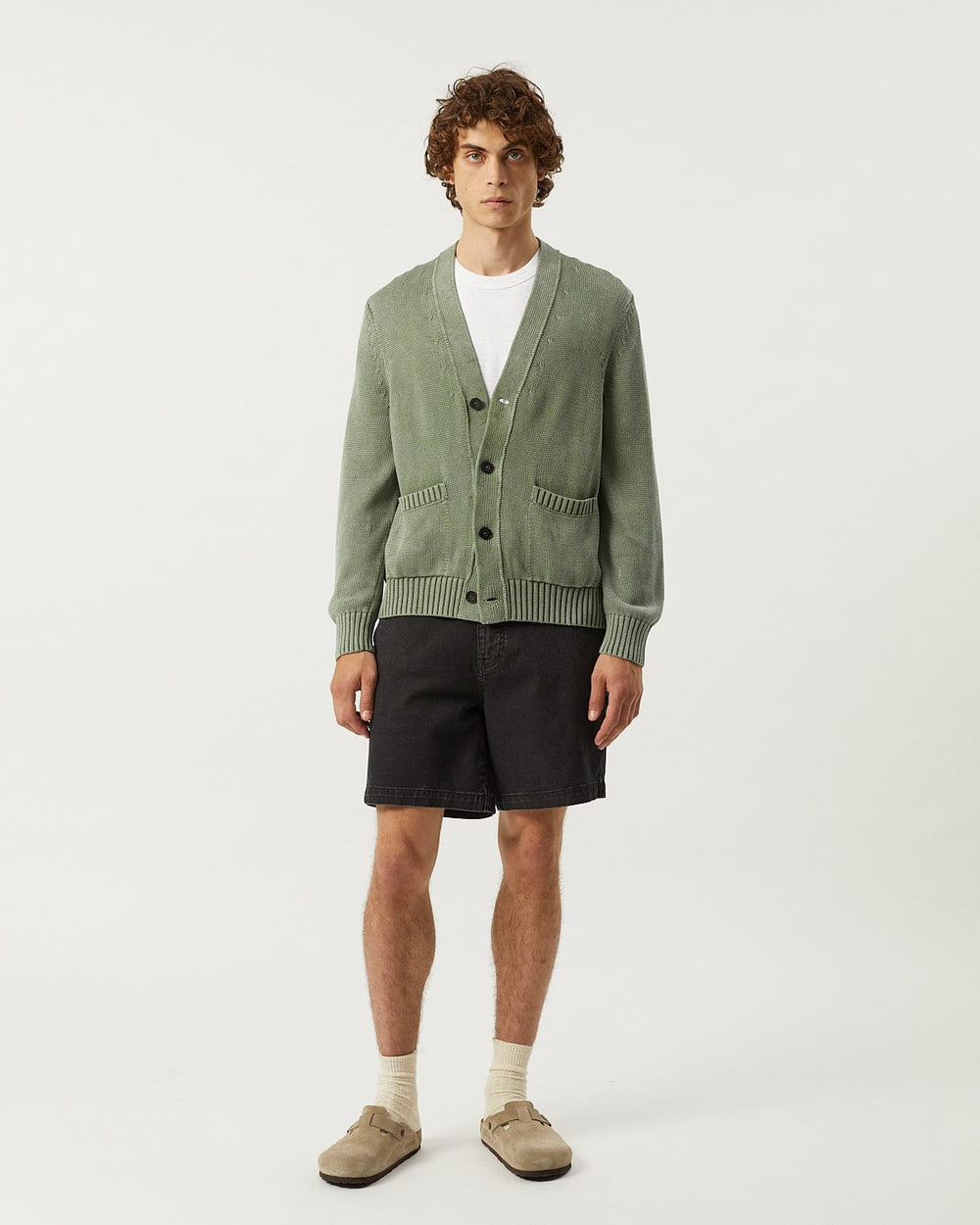 Acid Wash Cardigan - Sage-Knit Cardigan-Alpafina-Corridor
