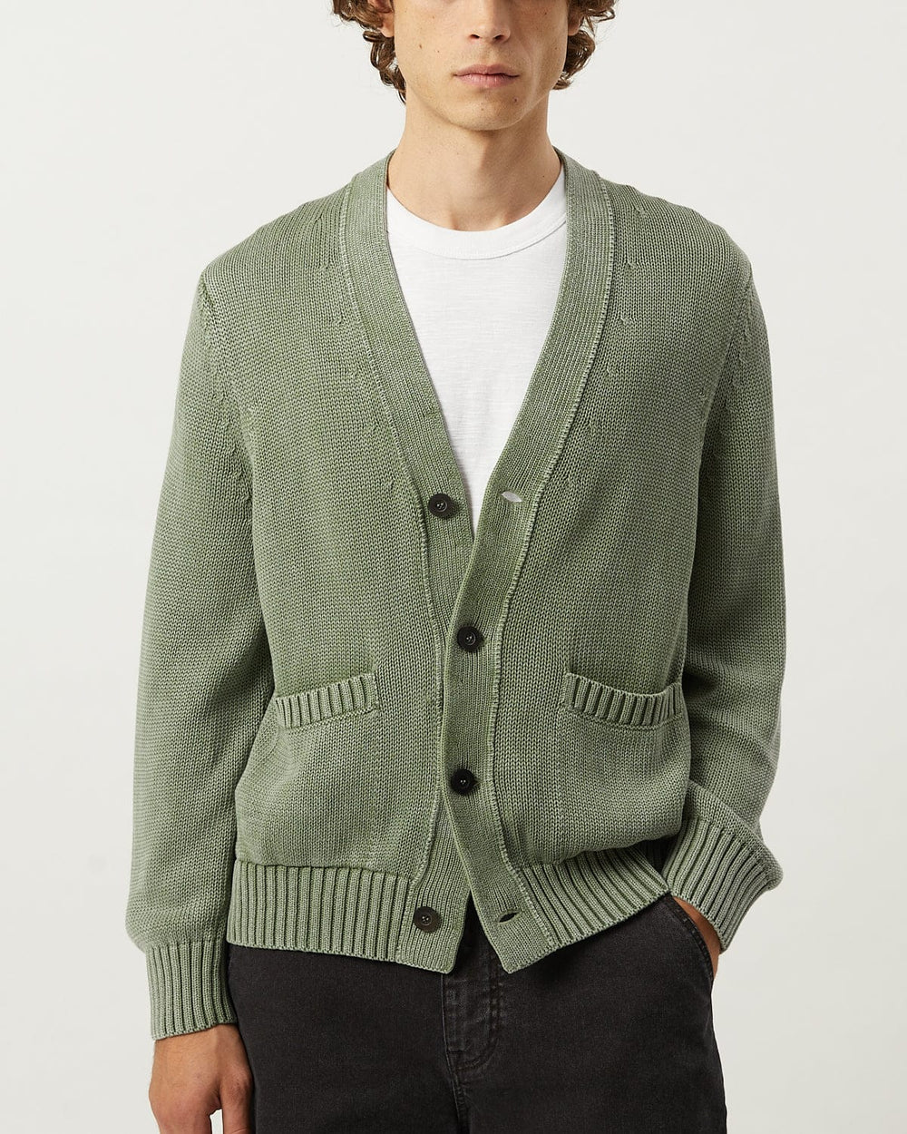 Acid Wash Cardigan - Sage-Knit Cardigan-Alpafina-Corridor