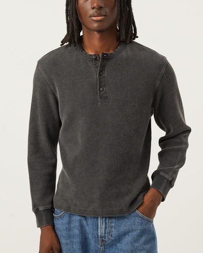 Waffle Henley - Black-Henley-Siena-Corridor