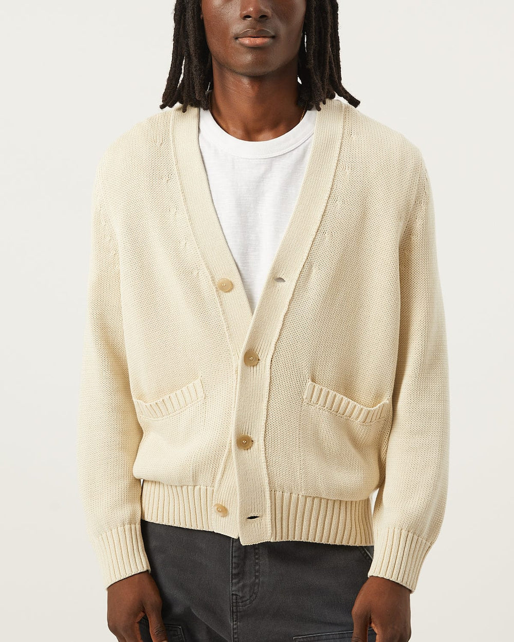 Acid Wash Cardigan - Natural-Knit Cardigan-Alpafina-Corridor