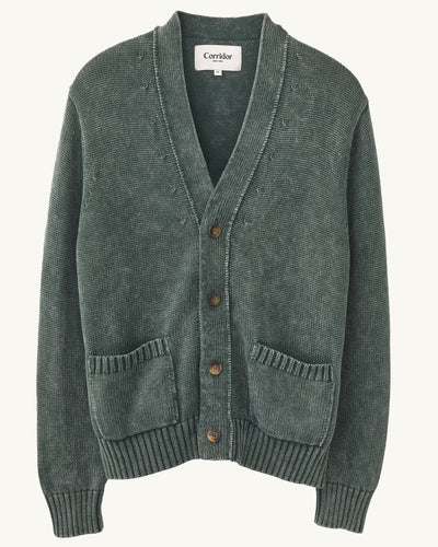 Acid Wash Cardigan - Green-Cardigan-Corridor-Corridor