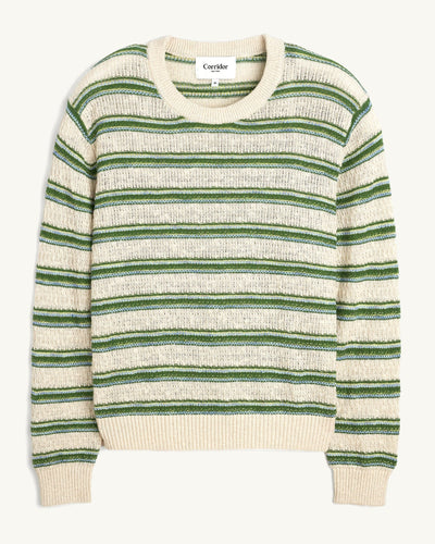 Stripe Linen Silk Crewneck-Crewneck-Black Q-Corridor