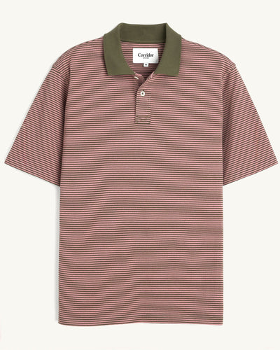 Stripe Pique Polo - Pink-Jersey Polo-Siena-Corridor