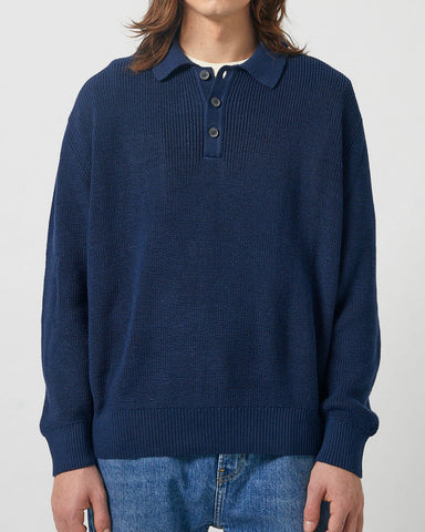 LS Slouchy Polo - Navy