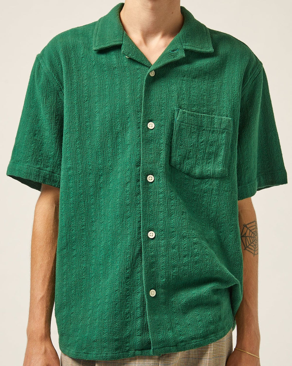 Basket Weave Stripe SS - Green-SS w/ Camp Collar-Corridor-Corridor