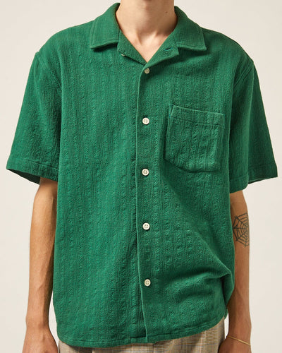 Basket Weave Stripe SS - Green-SS w/ Camp Collar-Corridor-Corridor