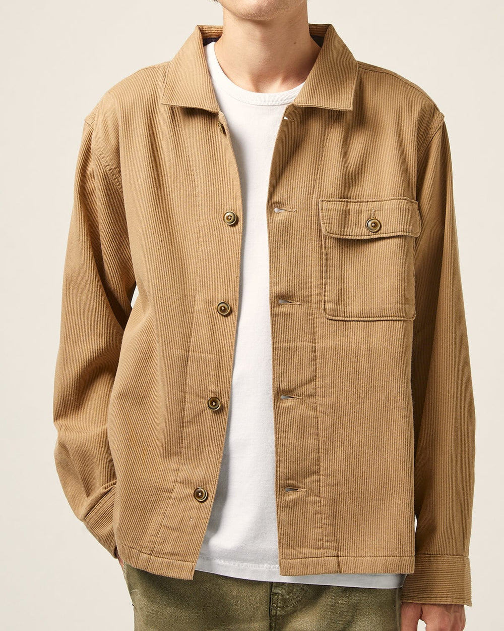 Bedford Cord Military Jacket - Khaki-Military Jacket-Corridor-Corridor